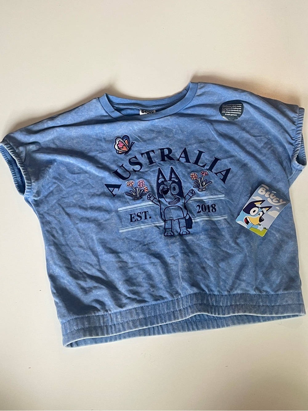 Bluey | Blue Kids Australia Elastic Graphic Tee Bluey Flower Character Disney XL